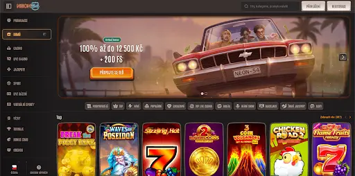 Neon54 Casino uvítací bonus 100% až do 12 500 Kč + 200 FS