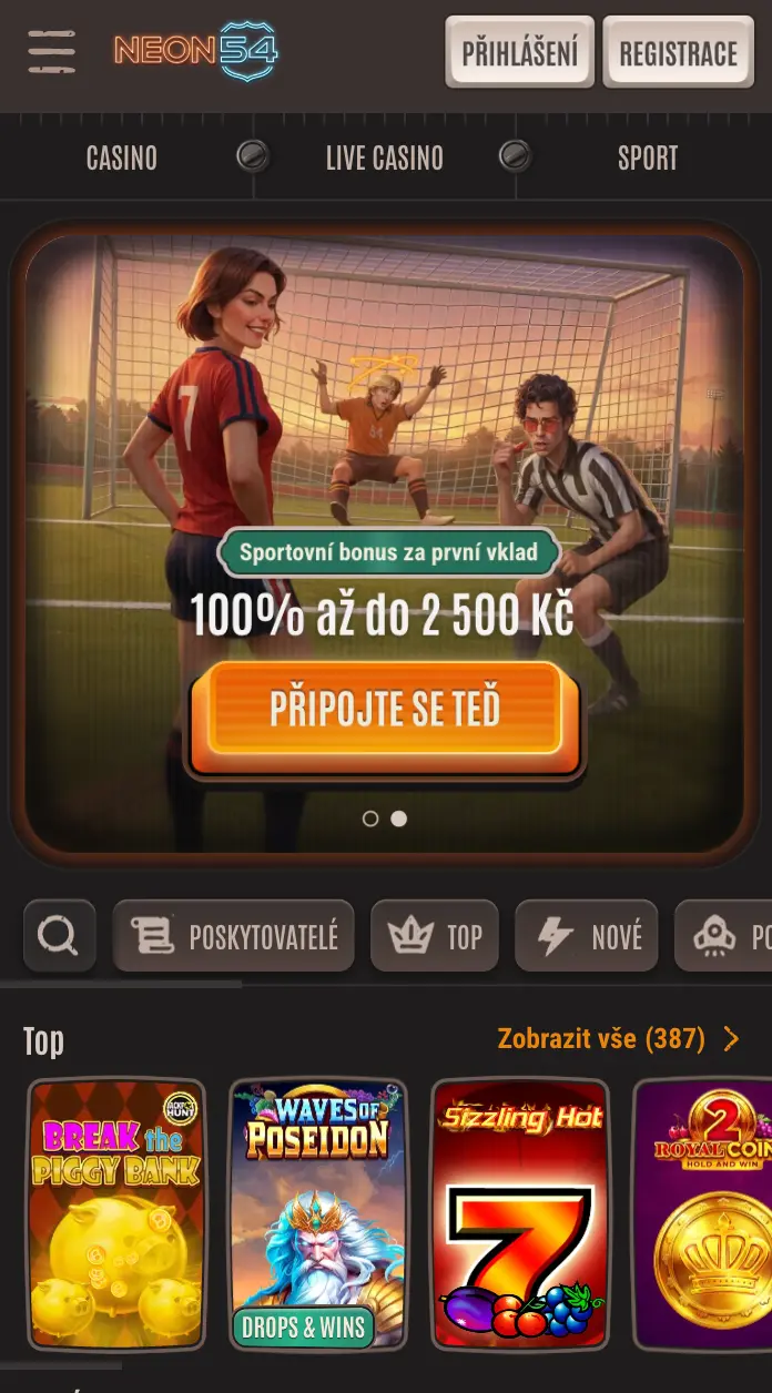 Mobilní bonus Neon54 100% až 2 500 Kč.