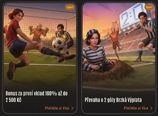 Bonus za první vklad až 2 500 Kč a promo na rychlou výplatu.